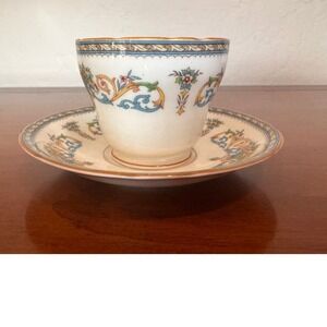 Aynsley Henley VTG Bone China Tea Cup Saucer Set Floral Scroll England